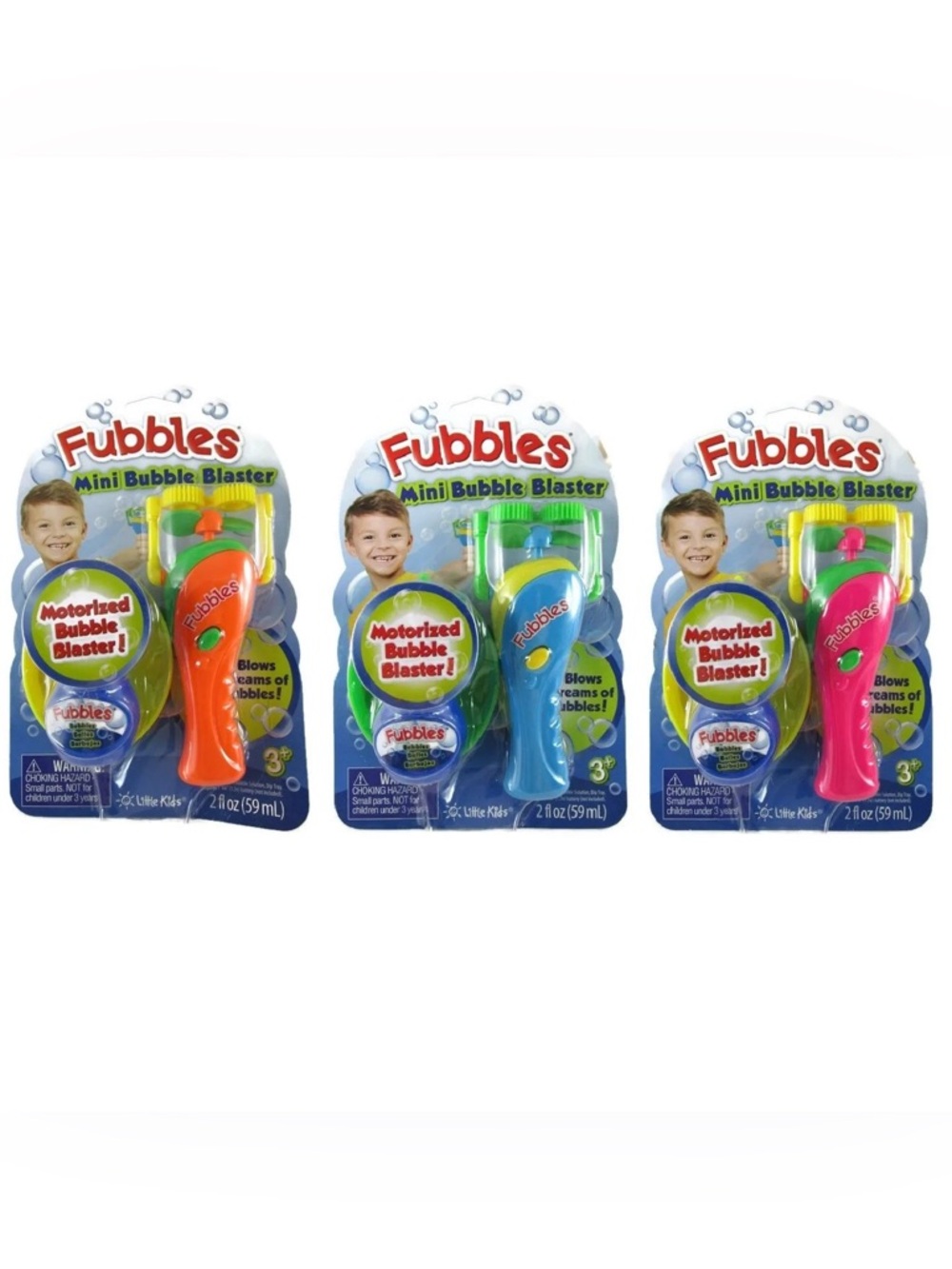 Fubbles Mini Bubble Blaster & Solution-Ages 3+ NEW Set Of 3!